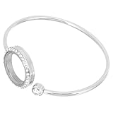 CALLARON Minimalistisches Edelstahl Fotoarmband mit Dekor Offener Dünner Glas Rundarmreif für Damen Elegantes Erinnerungs Schmuckstück für Besondere Anlässe