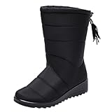 VERDANVERSE Winterstiefel Damen Hochschaft Schneestiefel mit Dicker Sohle und Fleecefutter Rutschfest Stilvolle Casual Boots für Kalte Tage Schwarz