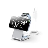 ZnnYoo 3 in 1 Magsafe Ladegerät, 15W induktive ladestation Apple Watch und iPhone, Wireless Charger für iPhone 16/15/14/13/12 Serie, Kabelloses Ladegerät für iWatch 9/8/7/6/5/4/3/2 und AirPods 3/2/Pro