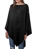 DiaryLook Kaschmir-Feeling gestrickter Poncho Damen Elegant, Langer Cape, weiche Knöpfe, Leichter Wickel Schal Cardigan für Frühling, Sommer, Winter Geschenk für Frauen