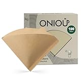 ONIOU Ungebleichte Kaffeefilter, Größe 02, 100 Stück, Einweg-Kegel-Papierfilter für 1–4 Tassen V60-Kaffeetropfer, Naturbraun
