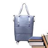 Faltbares Handgepäck – Reisetasche mit Rollen, Organizer unter dem Sitz, Kleiderständer mit großem Fassungsvermögen, kompaktes Rolldesign für Ausflüge im Fitnessstudio, Ausflüge zum Einkaufen, blau