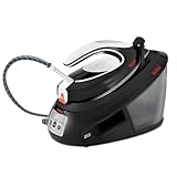 TEFAL EXPRESS ANTI-CALC Dampfbügelstation, abnehmbarer Kalk-Kollektor, 450 g/Min. Dampfstoß, leistungsstarker 6,5-Bar-Druck, Smart Temp-Technologie, Eco-Modus, 1,8l Wassertank, schwarz/weiß, SV8055