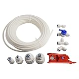 15 m Kühlschrank-Wasserleitungsanschlussset mit Ventilen, Rohrschneider und Clips für Kühlschrank, Eismaschine und Kühler-Installation, kompatibel mit