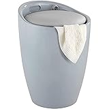 WENKO Badhocker Candy Grau, belastbar bis 120 kg, Hocker mit Stauraum für das Badezimmer und Wohnzimmer, integrierter Wäschesammler, ABS-Kunststoff, BPA-frei, Fassungsvermögen 20 L, Ø 36 x 50,5 cm