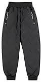Happy Cherry Kinder Schneehose mit gefüttertem Fleece Jungen Mädchen Wasserdichte Puffer Daunenhose Reißverschluss Winter Warme Hose 12-13 Jahre Grau