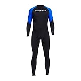 Zymoplas Warmer Herren-Neoprenanzug für Wassersport, Reißverschluss hinten zum Surfen, Schnorcheln, lang, blau, Größe M
