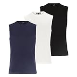 REFENCH 3er-Pack Herren ärmellose Hemden - Premium Baumwolle, Atmungsaktiv, Komfort Reguläre Passform - Ideal für Alltag, Freizeit & Sport - Sportliches ärmelloses Shirt, Unterhemd (X-Large)