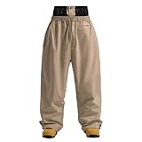 HOMDECR Unisex Skihosen | Damen Herren Schneehose – Gefüttert Warm Wasserdicht, Snowboardhose Mit Hosenträgern, Winter Outdoor Latzhose (M,Khaki)