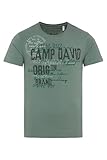 Camp David Herren Rundhalsshirt mit Used- und Puffprint-Details Deep Green, XL
