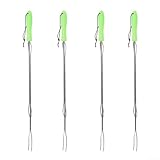 4 Stück Edelstahl Teleskop Grillgabeln für Outdoor zum Lagerfeuer Kochen und Grillen mit komfortablem Griff und Sicherheitsfunktionen (D)