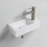 Ibergrif Hänge-Waschbecken, 37.6 x18.8 x 9.3 CM, Einfache Reinigung und Installation, Geeignet für Badezimmer, Weiß, Keramikmaterial