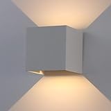 LED Wandlampe Außenlampe mit Bewegungsmelder,Innen/Aussen Wasserdicht Wandleuchte,Aluminium Lampe Warmweiß,Außenwandleuchte Einstellbarer Lichtstrahl,Aussenlampe Wand für Schlafzimmer,Treppenhaus,Grau
