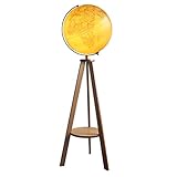 PZEOB Deko-Globus Bodenmontierter Globus mit Holzstativ Beleuchtete Weltkugeln Geprägte hochauflösende, leicht lesbare geografische Globen interessant