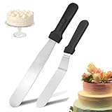 MZOYOURO Abgewinkelte Tortenpalette 2 Stück Streichpaletten für Torten, Winkelpalette Set Edelstahl zum Backen, Torten selber machen, Tortendekoration aus Fondant
