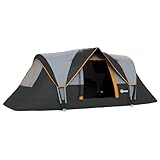 Outsunny Campingzelt für 5-6 Personen stabil wasserdicht Familienzelt mit Eingang Fenster Packtasche, Zelt mit 3000mm Wassersäule Tunnelzelt Kuppelzelt für Camping Reise Garten, Hellgrau