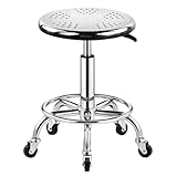 Generisch Drehhocker für Werkbank, robust, aus Edelstahl, höhenverstellbar, rundes Kissen, belastbar bis 200 kg, auf 5 Rädern