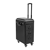 Kosmetikkoffer | Kosmetikkoffer Trolley | Friseurkoffer groß | Schminkkoffer | 3 Schubladen | 20kg Tragkraft | Ideal für Visagisten & Friseure (Manganese Steel, Acrylic, PU)