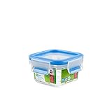 Emsa 508535 Clip & Close Frischhaltedose, Fassungsvermögen 0,2 L, Quadratisch, Clipbox, 100% dicht, Transparent / Blau
