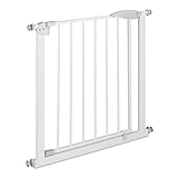 Relaxdays Türschutzgitter, ohne Bohren, Kinder & Hunde, Klemmgitter 76-82 cm, Absperrgitter erweiterbar, Stahl, weiß