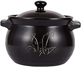 Keramischer Suppentopf, Kasserolle mit offener Fla Ceramic Casserole Stew Soup Pot Black 7L