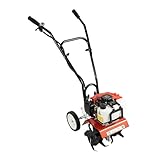 HUOMMG Benzin Gartenfräse 2-Takt 52ccm Motorhacke 1700W Bodenhacke mit 30cm Arbeitsbreite, 3–12cm Arbeitstiefe Professionalität Bodenfräse Upgrade Garten Fräse mit 4 Messer Motorhacke für Anbau