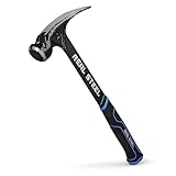 REAL STEEL Klauenhammer mit Magnetischen Nagel Starter und Ergonomische Griff 595g Rahmenhammer Zimmermannshammer, 0517