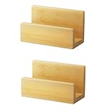 UTHCLO 2 Stück Visitenkartenhalter aus Holz Großer Desktop Kartenhalter mit Rundungen Multifunktional für Büro Home Office Stilvolle und Sichere Visitenkartenaufbewahrung