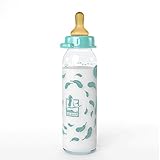Lelekka® Standard Glasflasche mit Rund Sauger aus Latex, Größe M, Milch, ab Geburt, 240 ml, Naturlatex