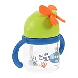Warmhm Trinkbecher für Babys wasserflasche trinkbecher Wassermug für Strohbecher für Kleinkinder Kinderbecher mit Strohhalm und Deckel Säuglingsbecher Tritan Sky-blue