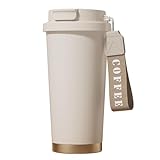 Longiang Thermobecher Edelstahl 530ml, Kaffeebecher to go mit Deckel und Strohhalm, Auslaufsicher Thermobecher Kaffee to go, Doppelwandige Coffee to go Becher für Heiße und Kalte Getränke, Travel Mug