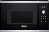 Bosch BFL524MS0 Serie 6 Einbau-Mikrowelle, 38 x 60 cm, 800 W, Drehteller 25,5cm, Türanschlag Links, AutoPilot 7 7 Automatikprogramme, Reinigungsunterstützung, LED-Touchdisplay, Edelstahl