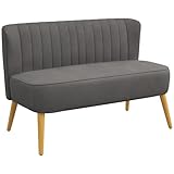 HOMCOM 2-Sitzer Stoffsofa Polstersofa Doppelsofa Sitzmöbel Loungesofa Holz Samtartiges Polyster Schaumstoff Dunkelgrau 117 x 56,5 x 77 cm