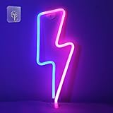 Blitz Neonlicht für Wanddekoration, Anywin Neon Schilder mit Rosa und Blauem Licht Farbe USB Kabel für Raumdekor Weihnachten Geburtstag Halloween Geschenke für Jungen Mädchen