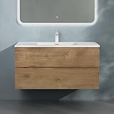 doporro Badmöbel-Set Waschbecken-Unterschrank Badezimmer Waschtisch mit Unterschrank BTH: 80x48x50 cm in Kerneiche inkl. Mineralguss-Waschbecken Aqualis