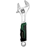 HPMAISON 4 IN 1 Schraubenschlüssel Verstellbar Rohrzange Rollgabelschlüssel Einmaulschlüssel aus Chrom-Vanadium Stahl mit Gummigriff, Länge: 8' / 210 mm (max. 35 mm Maulweite), Grün