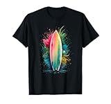 Surfer Herren Damen Bunt Aquarell Surfen T-Shirt