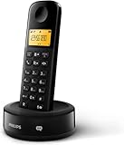 Philips Schnurloses Telefon - D1651B/01 - DECT Telefon - Haustelefon - Festnetzanschluss - Anrufbeantworter - Schwarz, Black