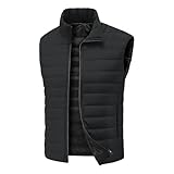 Generisch Herren-Westen Reißverschluss ；Arbeitsjacke Herren Winter Einfarbig Mit Tasche Stehkragen, Gilet Ohne Kapuze Wandern, Westen Sport - Sportweste Fashion Schwarz 4XL