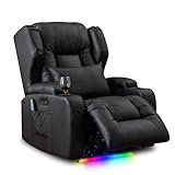 Oprisen Kunstleder Elektrisch Verstellbar Relaxsessel Kinosessel Fernsehsessel mit Liegefunktion Massage und Wärme TV Sessel Modern Liegesessel Sofa für Wohnzimmer,bis 150 kg, Schwarz