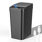 Glovios Mülleimer mit Sensor Mülleimer Küche,12L Wiederaufladbar Elektrischer Abfalleimer mit Deckel, 3 Betriebsmodi, Leise Wasserdicht Intelligenter Abfallbehälter, für Küche Büro Badezimmer,1200mah