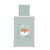 Herding Young Collection Flanell-Bettwäsche Nordic Forest, Kissenbezug ca. 80x80 cm, Bettbezug ca. 135x200 cm, mit Knopfleiste, Baumwolle/Flanell