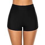 LELEKALE Damen Badeshorts Badehose - Bauchweg Badeshorts Sommer Badehose Charming High Waist UV Schutz Schwimmhose Kurze Bikini Shorts Schwimmhose Sport Gym High Waisted Shorts (schwarz,S)