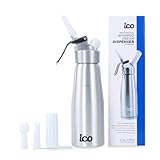ICO Sahnespender 500ml Aluminium Sahnesyphon kompatibel mit 8g Sahnekapseln - Professionelle Espuma Flasche für Schlagsahne, Desserts und Saucen