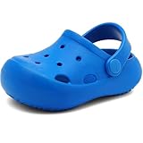TIAROOTT Unisex Clogs Kinder, Gartenschuhe für Jungen Mädchen rutschfeste Kinder Sandalen Sommer Gummi Hausschuhe Badelatschen Sandkasten Camping mit abnehmbaren Anhängern,Blau