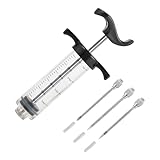 Windfromort 30 ml Fleisch Injektor - Marinadenspritze mit 304 Edelstahl Spitze - 3 Nadeln - Krapfenspritze für Marmelade, Krapfenspritze, Berliner Spritze für Marmelade, Marmeladenspritze（rot）