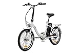 VecoCraft Nemesis Elektro Klapprad,E Bike 20 Zoll,E-Folding Bike mit ausziehbarer Baterrie 36V 288WH, 250W Motor, tragbares E-Bike Klapprad ebike Herren e Bike Damen mit niedrigem Rahmen, weiß