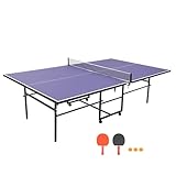 Tragbarer Tischtennis-Tisch, 2,7 m, professionelle Tischtennisplatte für drinnen und draußen, mit Netz für Erwachsene/Jugendliche, 2 Tennisschläger und 3 Bälle, einfache Montage
