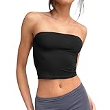 Singular-Point Damen Tube Top 2025,Bandeau Top Damen Crop Tops Y2K Mädchen Bustier Sommer Schulterfrei Tube Tops Ärmellos Vintage Outfits Slim Fit Oberteil Schwarz,XS