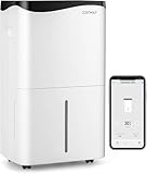 FANTASK 4 Modi Bautrockner 50L/Tag mit 24H Timer, Smart Luftentfeuchter mit LED-Anzige & Ventilator, 5L Wassertank & Ablaufschlauch, Raumgröße ca. 250m³, Weiß + Schwarz